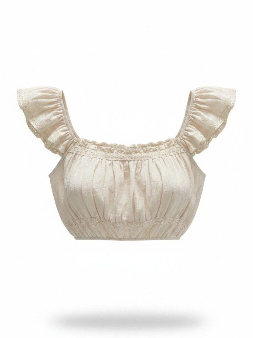 Altar'd State Cream Lace Trim Ruffle Crop Top Size M Boho — EUC - Picture 1 of 6